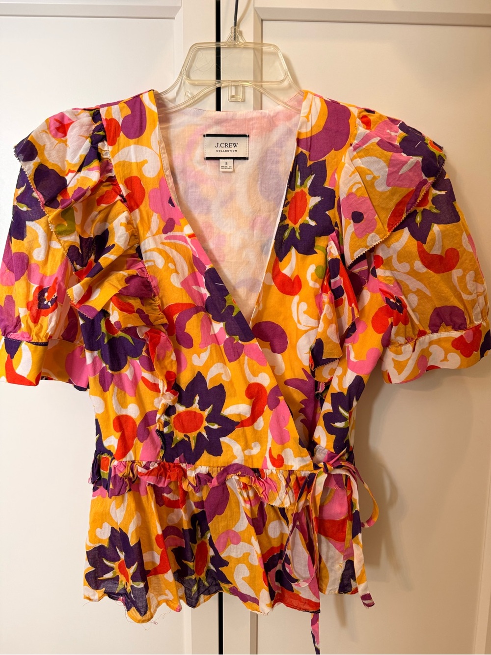 J. Crew Collection Pastel Tie-Dye Blouse in Pink, Yellow & Cream